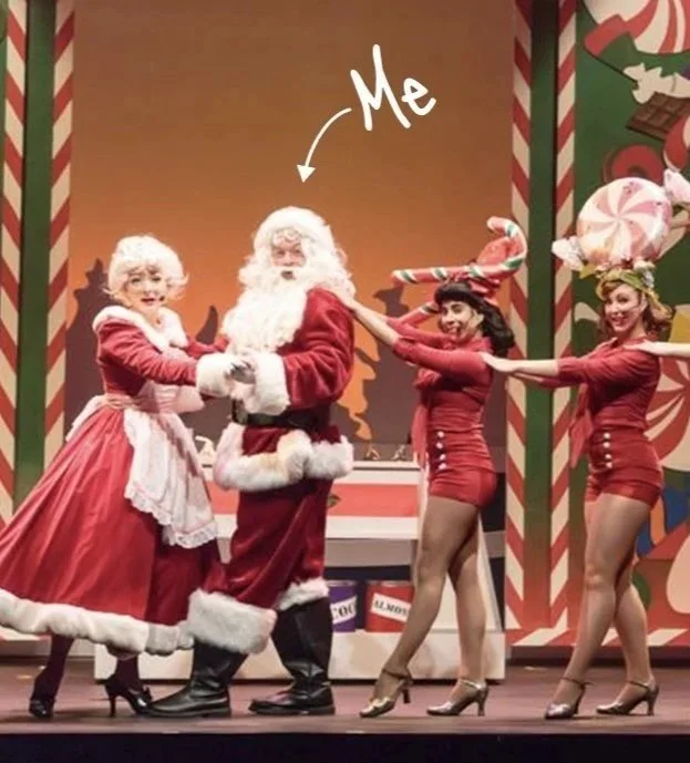 John as Santa Claus performing