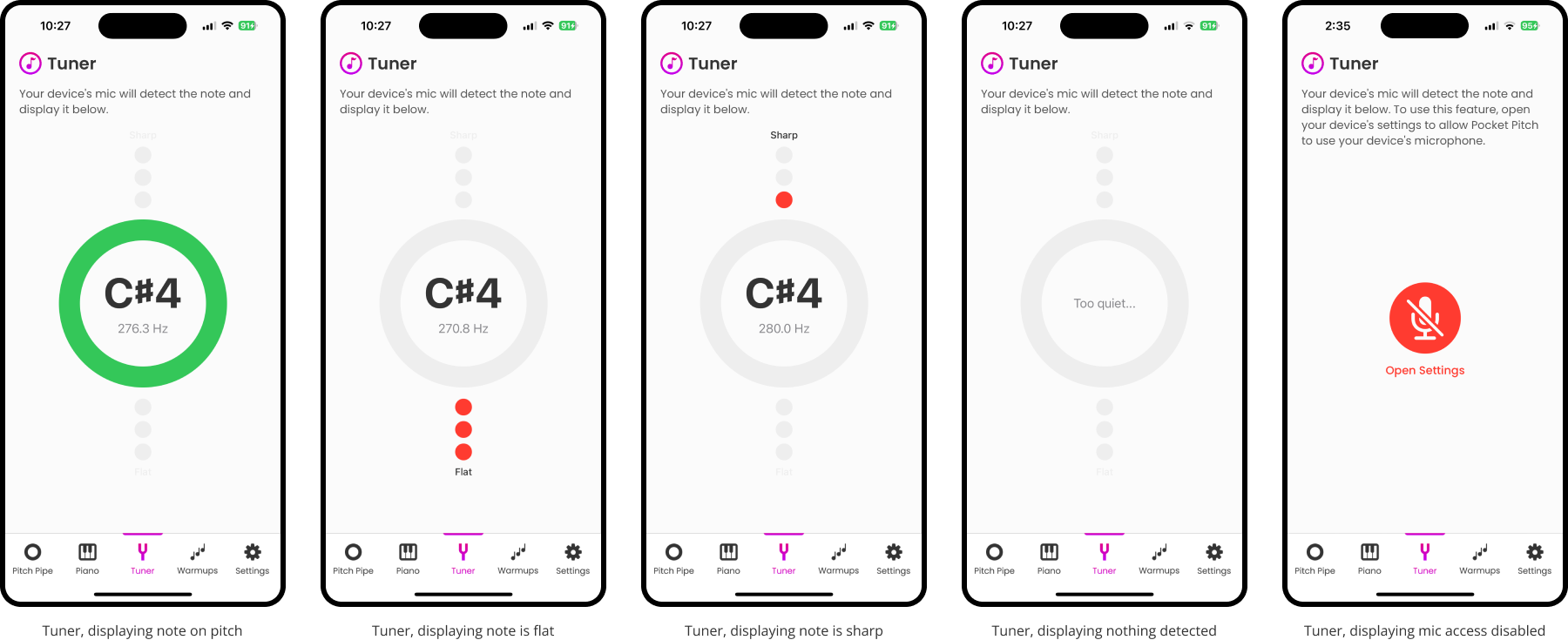 Pocket Pitch tuner feature